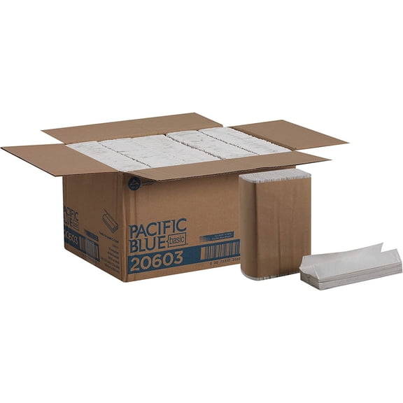 Party Pacific Blue Basic, 1-Ply C-Fold Paper Towels by GP PRO, White, 20603, 2,400 towels/pack,10 packs/case