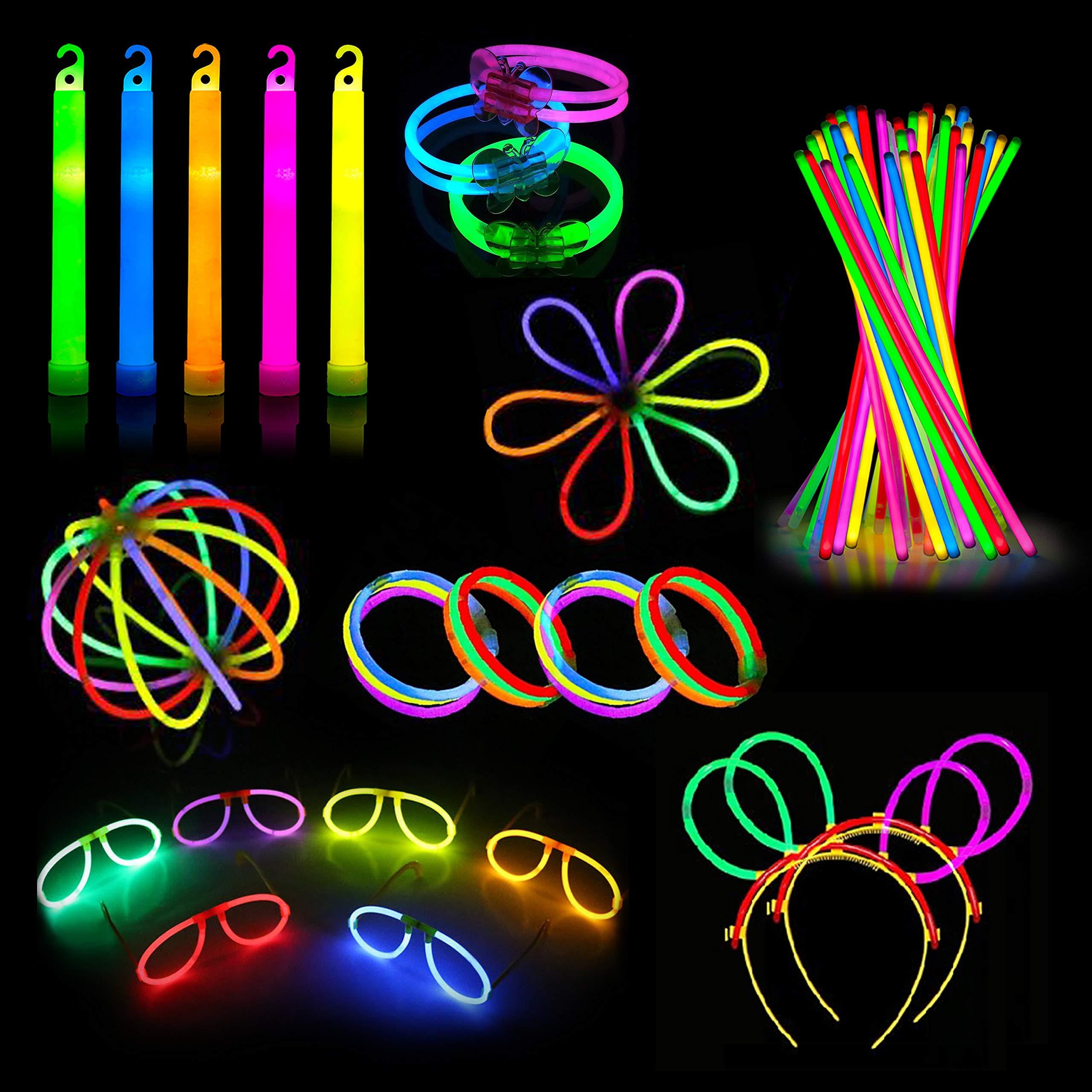 Glow Sticks Bulk 300 Count - 8 Glow In the Dark Light Sticks - Party  Favors & Supplies for Camping, Raves & Birthday Parties 