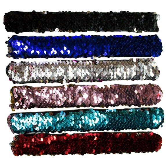 Party Pack! Set of 6 Color Changing Sequin Slap Bracelets