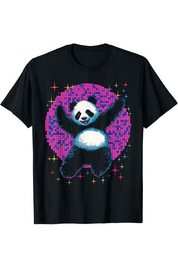 Party Panda Disco Ball Y2K Retro Pixel Art Graphic, Women T-Shirt Vintage Tee -Birthday Gifts