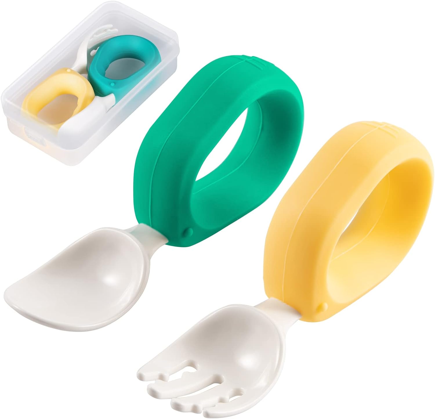 Party Perfect Baby Self Feeding Spoon and Fork Set with Travel Case