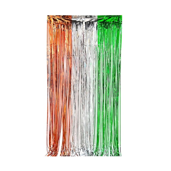 Party Photo Booth Backdrops Foil Fringe Curtains Metallics Streamers for Bridal Shower Graduation Celebration 40 x 79 Inch Orange Silver Green