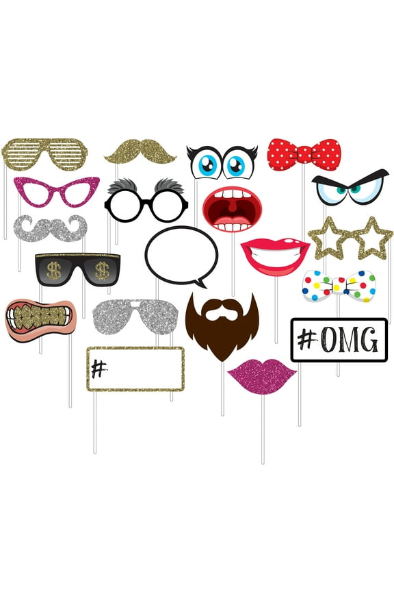 Multicolor Party Photo Booth Props, 20 Pieces, by Way To Celebrate