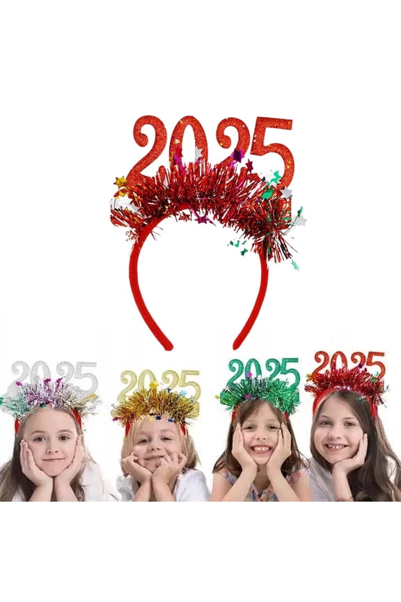 Party Photo Booth Props 2025 New Year'S Headband Happy New Years Headband Festive Dress Up Hairband Star And Embellishments New Year'S Celebration Accessory,Red Party Balloon