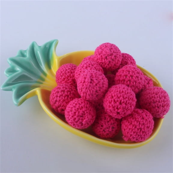 Party Photo Booth Props Pack Of 10 16Mm Wooden Cotton Thread Crochet Balls Diy Jewelry Accessories Beaded Cotton Balls,Pink Party Balloon