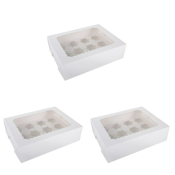 Party Pie Paper Carrier Bakery Container Cups Cupcake Stands Windowed Boxes White Disposable