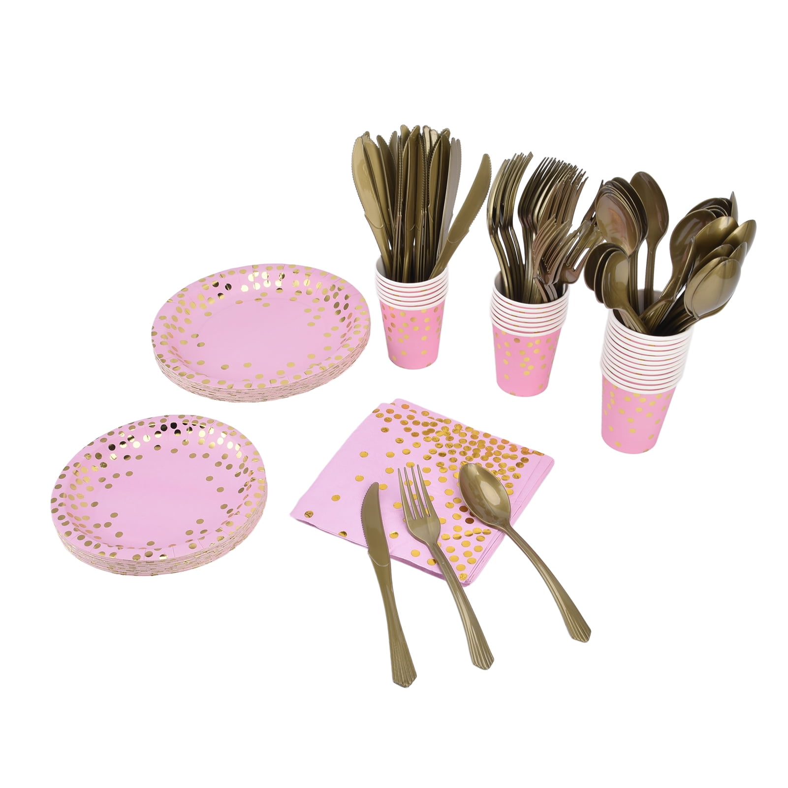 Party Plates, Party Supplies Disposable Rose Gold Dot Pattern Elegant