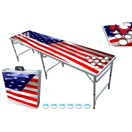 Party Pong Graphics 8-Foot Professional Beer Pong Table with Optional Cup Holes, LED Lights, Dry Erase Surface - Choose Your Table Model