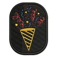 thumbnail image 1 of Party Popper with Confetti Applique Multi-Color Embroidered Hook & Loop Patch - 2.0 Inch Mini, 1 of 5