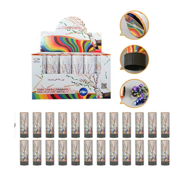 24 PCS, 4'', Multi-Color Confetti Cannon/Party Poppers-