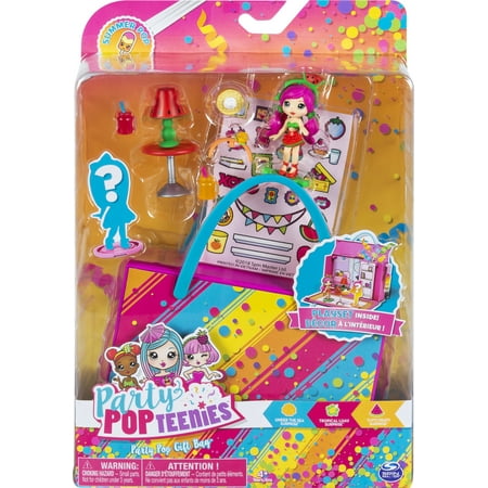 Party Popteenies Summer Pop Party, Tutti Fruiti Party Pop Gift Bag with Collectible Dolls, Mini Furniture and Confetti, for Ages 4 and Up