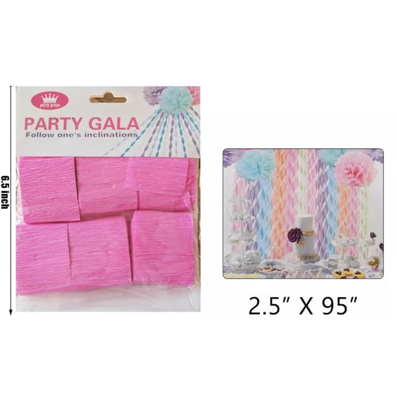 Party Props Paper Streamers Crepe Pink 2.5" x 95"