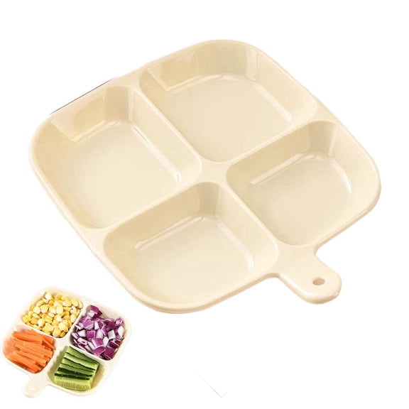 Party Serving Trays and Platters, Plastic Snack Serving Tray with 4 Compartment, Reusable Seasoning Tray, Appetizer Tray, ServingTray for Fruits, Veggies, Chips and Dip Servings Set