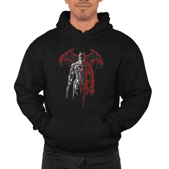 Party Shop Superheroe Inspired Winter Pullover Hoodie, Heavyweight Pill-Resistant Cotton Blend, Size 5XL, Black color.