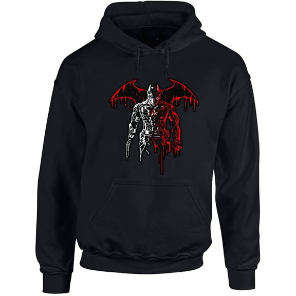Party Shop Superheroe Inspired Winter Pullover Hoodie, Heavyweight Pill-Resistant Cotton Blend, size 3XL, Black color.