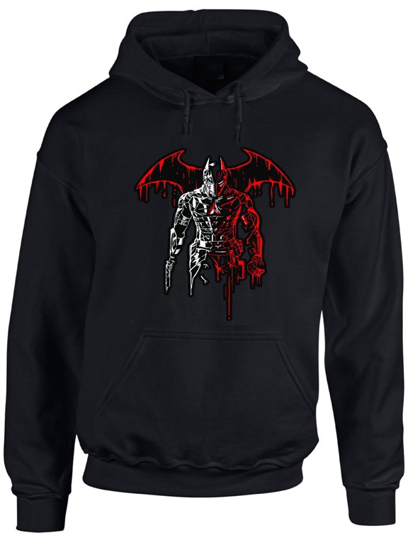 Superheroe Inspired Winter Pullover Hoodie, Heavyweight Pill-Resistant Cotton Blend, size 3XL, Black color.