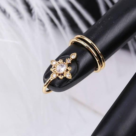 Party Simple Design Rhinestone Silver Color Fingernail Protective Nail Ring Women Accessories Finger Nail Rings 3