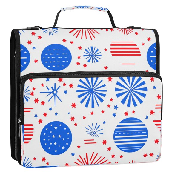 Party Simple Fireworks Stripes Lines Zipper Binder Bag 3 Ring Binder Bag,Large Capacity Durable Binder Organizer Bag