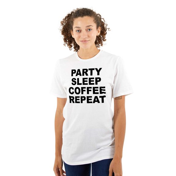 Party Sleep Coffee Repeat Routine Women's Plus Size Graphic Tee Brisco Brands 2X