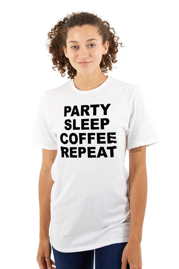 Party Sleep Coffee Repeat Routine Women's Plus Size Graphic Tee Brisco Brands 2X