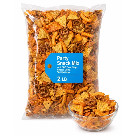 Party Snack Mix with BBQ Corn Chips, Cheese Curls, Tortilla Chips, 2 lb