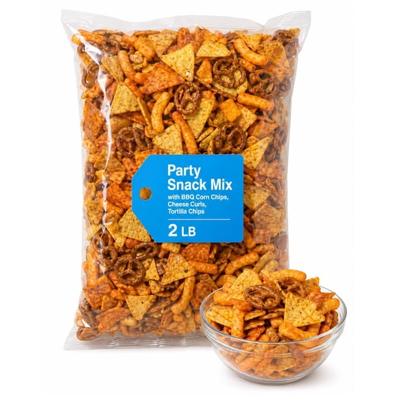 Party Snack Mix with BBQ Corn Chips, Cheese Curls, Tortilla Chips, 2 lb