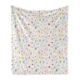 thumbnail image 1 of Party Soft Flannel Fleece Throw Blanket, Celebration Time Balloons Gift Boxes Cupcakes Ice Cream Birthday Christmas, Cozy Plush for Indoor and Outdoor Use, 50" x 60", Pink and Sky Blue, by Ambesonne, 1 of 5