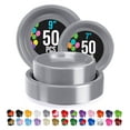 thumbnail image 1 of Party Solids Silver Disposable Plates for Party Supplies - 100 Pcs (50-7" & 50-9") Dessert & Dinner Plate Set - Heavy Duty 350 GSM Plastic Dinnerware, 1 of 7