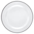 thumbnail image 1 of Party Source 10" White w/ Silver Beaded Dinner Plastic Party Plate 10 Count, 1 of 1