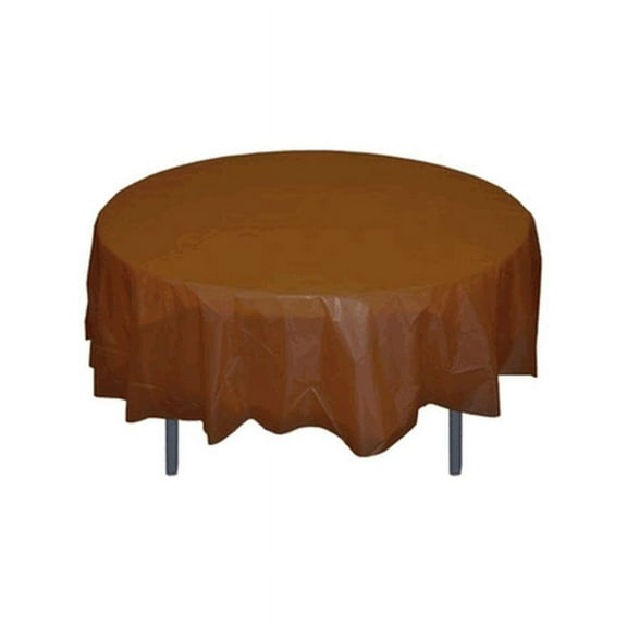 Party Source *12 Count* Brown 84" Round Plastic Tablecloths