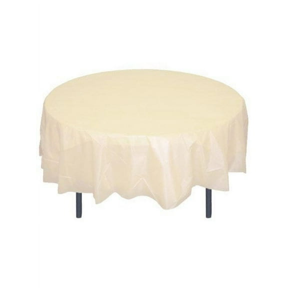 Party Source 12 Count Ivory 84 inch Round Plastic Tablecloths