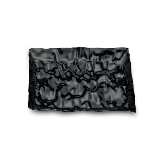 Party Source Black Rectangular Plastic Party Plate Serving Try 8.5x13.5 Inch Set of 25