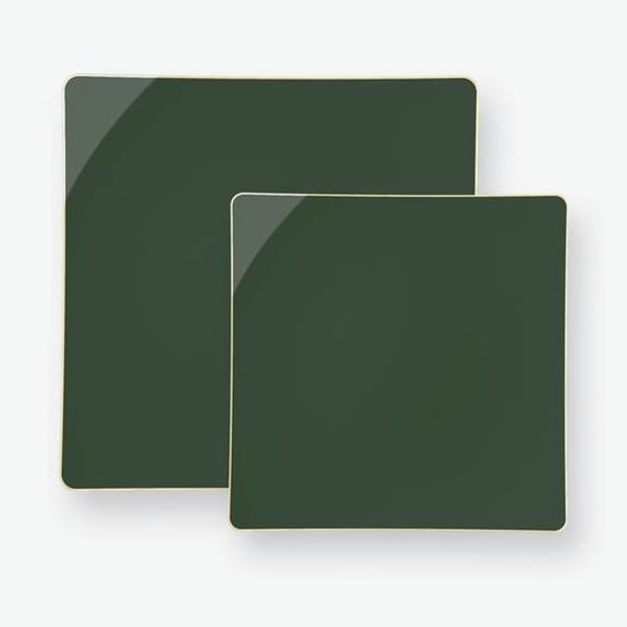 Party Source Green/gold Plastic Salad Lux Square Collection 8 Inch 10 Set