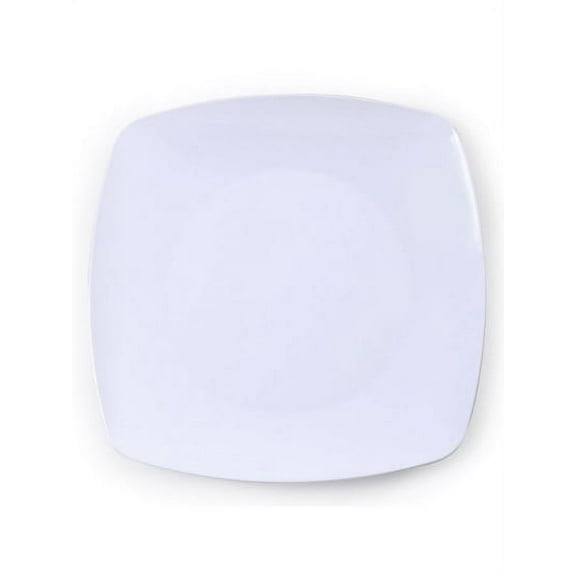 Party Source 10 inch Renaissance White Square Rounded Dinner Plastic Party Plate 10 Pcs