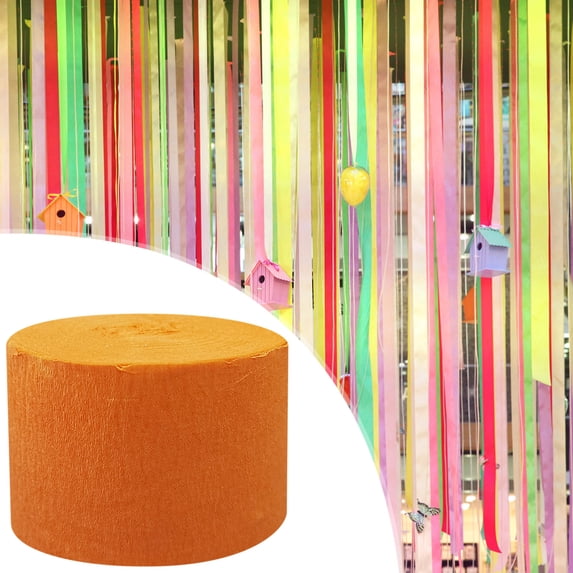 Party Streamer,Crepe Paper Roll Flame Resistant Long Stretch Decorative Ribbon DIY Handcraft Backdrop Campus Event Arrangement