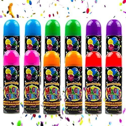Party Streamer -  Spray String for Kids. Elevate Your Celebrations with Crazy String Fun! Comes with 12 Party Spray in Can$$Electronics Accessories