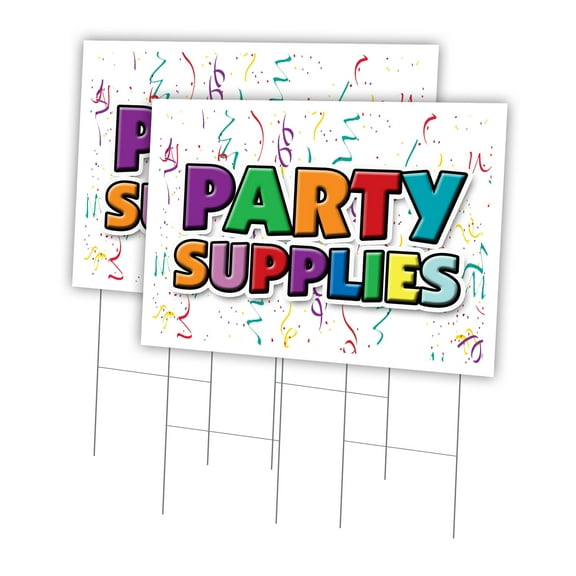 Party Supplies 2 Pack Of 24" x 36" Yard Sign & Stake | Advertise Your Business | Stake Included Image On Front Only | Made in The USA