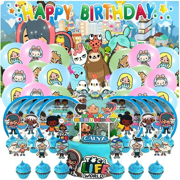 Birthday Party Supplies Balloons Plates Decoration Cake Topper Decor Tableware Banner Backdrop