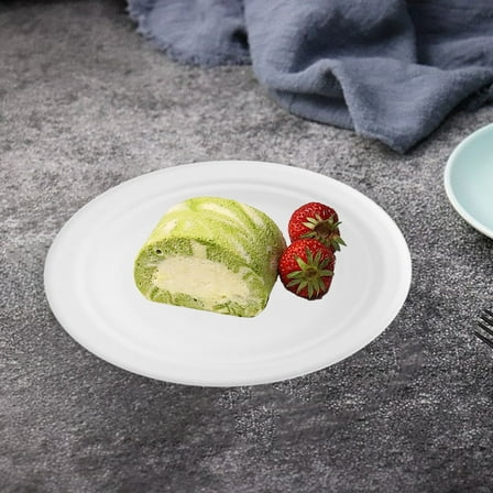 QTOCIO Disposable Plates, Disposable Round Cutlery Paper Plates Disposable Pulp Molded Party Plates