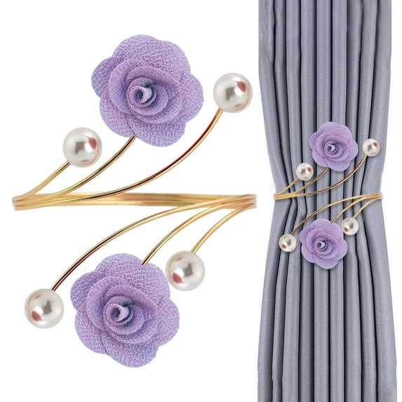 Party Supplies,Curtain Tiebacks Red Rose With Pearls Curtain Holdbacks Decorative Gold Curtain Tiebacks Handmade Flower Curtain Holdbacks No Drill Curtain Holder For Home Decor