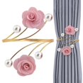 thumbnail image 1 of Party Supplies,Curtain Tiebacks Red Rose With Pearls Curtain Holdbacks Decorative Gold Curtain Tiebacks Handmade Flower Curtain Holdbacks No Drill Curtain Holder For Home Decor, 1 of 9