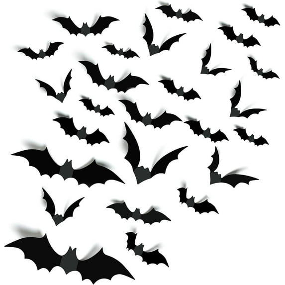 Party Supplies Decorations Bats Wall Decor 140PCS Realistic PVC 3D Black Scary Bat Sticker for Creepy Home Decor Party Decorations DIY Wall Decal Bathroom Indoor