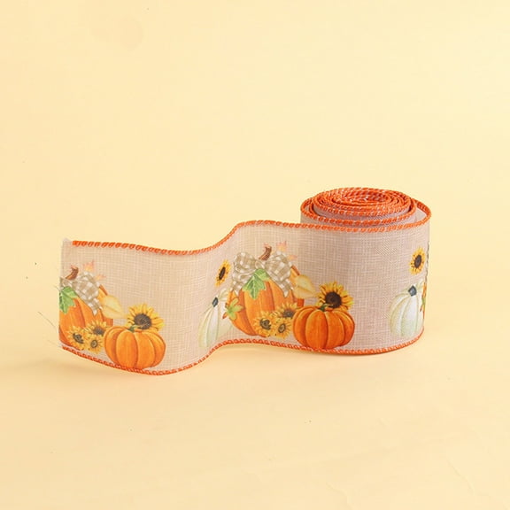 Party Supplies,Fall Autumn Wired Edge Ribbon Thanksgiving Wired Ribbon Pumpkin Maple Leaf Truck Wired Ribbon Wrapping Crafts Ribbon For Autumn Decorations