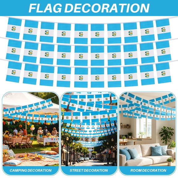 Party Supplies, Guatemala String Bunting Flags Outdoor, Patriotic Guatemala National Flags 30 Pieces Total, 8X6 Inch Small Square Flag Banner for Sports Events, 394 Inch Total