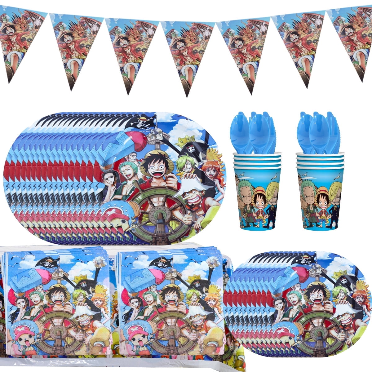 Party Supplies One Piece Birthday Party Supplies and Decorations Set - Includes Tableware Set and Happy Birthday Banner