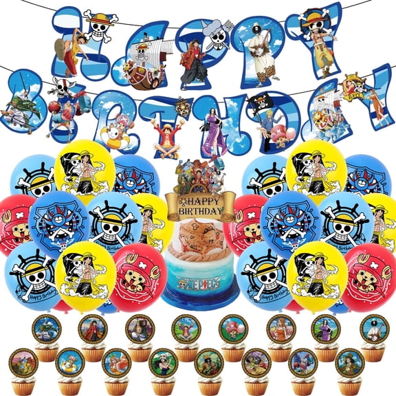 Party Supplies One Piece Birthday Party Supplies and Decorations Set - Includes Tableware Set and Happy Birthday Banner