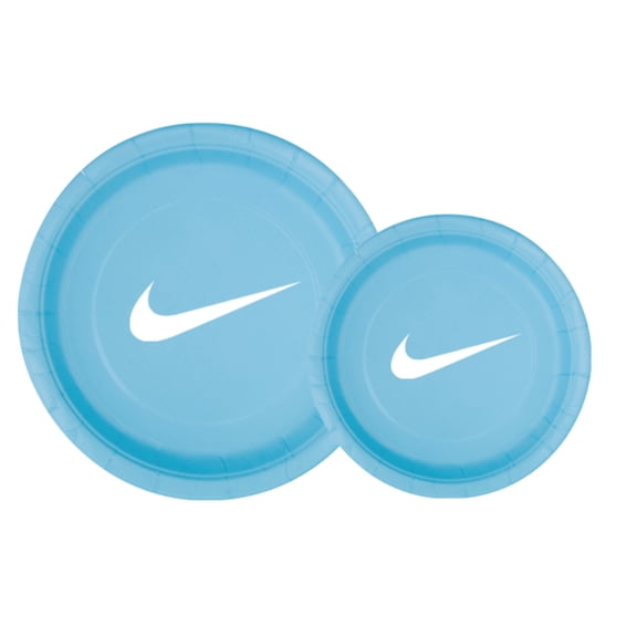 Party Supplies Set, Light Blue Paper Plates and Napkins with Sw00sh Logo, Party Pack