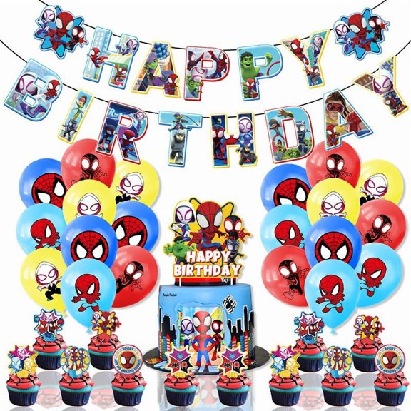 Party Supplies Spider Man Birthday Party Supplies and Decorations Set Happy Birthday Banner
