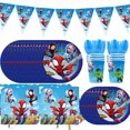 thumbnail image 1 of Party Supplies Spider Man Birthday Party Supplies and Decorations Set - Includes Tableware Set and Happy Birthday Banner, 1 of 3