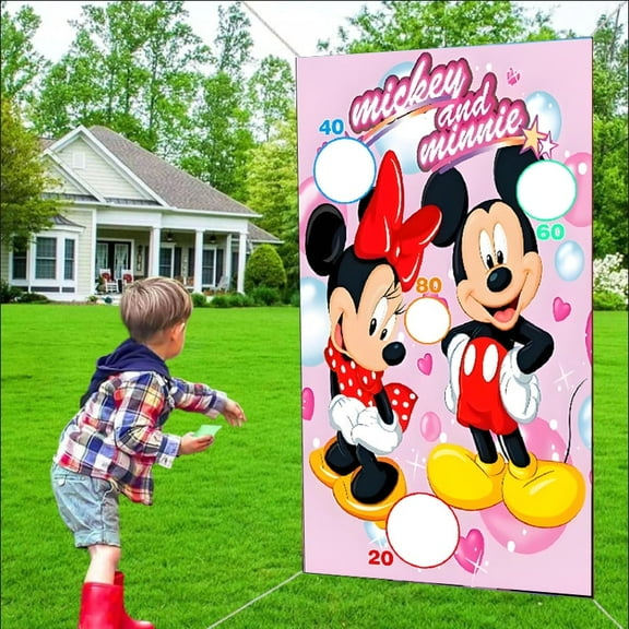 Party Supplies Tossing Game,Mickey and Minnie Party Game Hanging Banner Outdoor Tossing Game for Boys and Girls Party Event Decoration Gifts